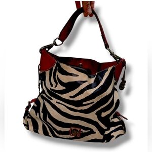 Dooney & Bourke Black and White Shoulder Bag with Zebra Print